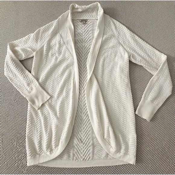 Lucky Brand Open Front Cardigan Sweater  Size S/M Boho White Ivory Career Casual - Picture 1 of 13